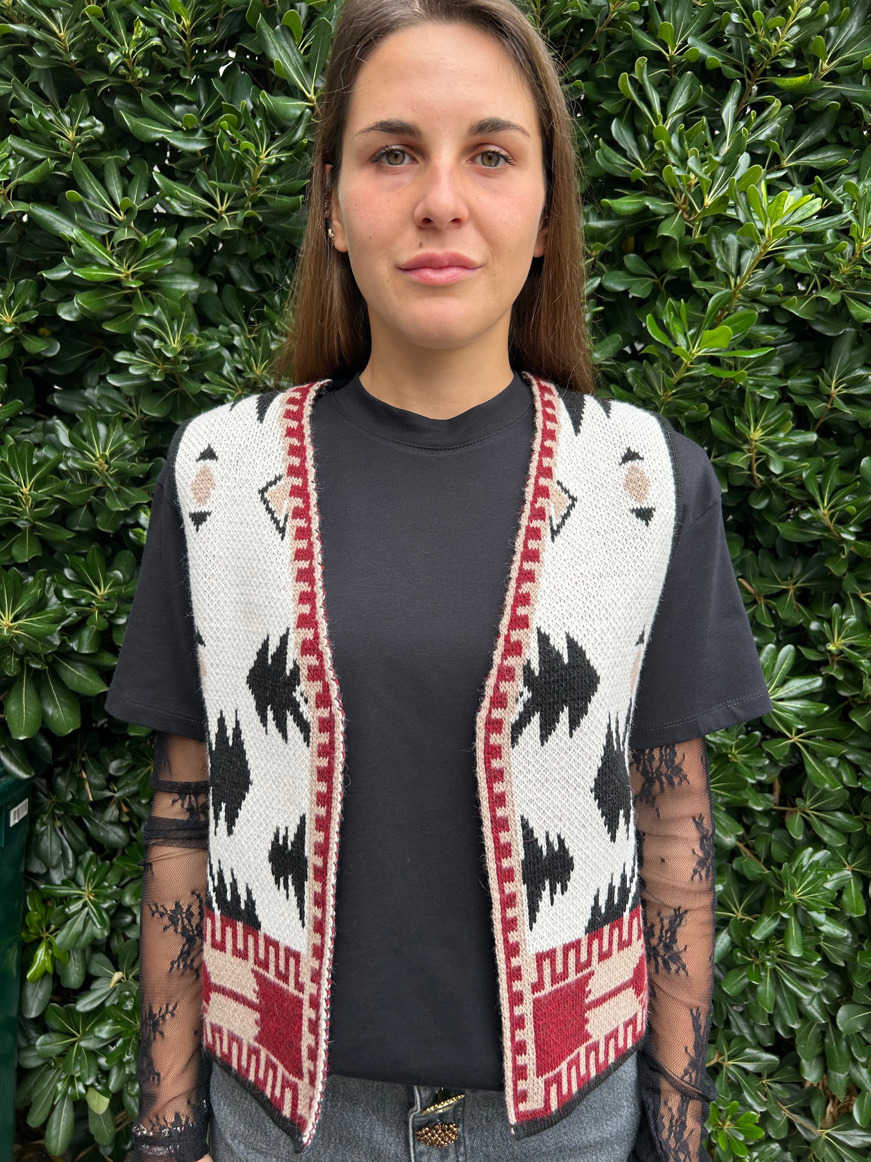 Gilet in maglia stampa etnica