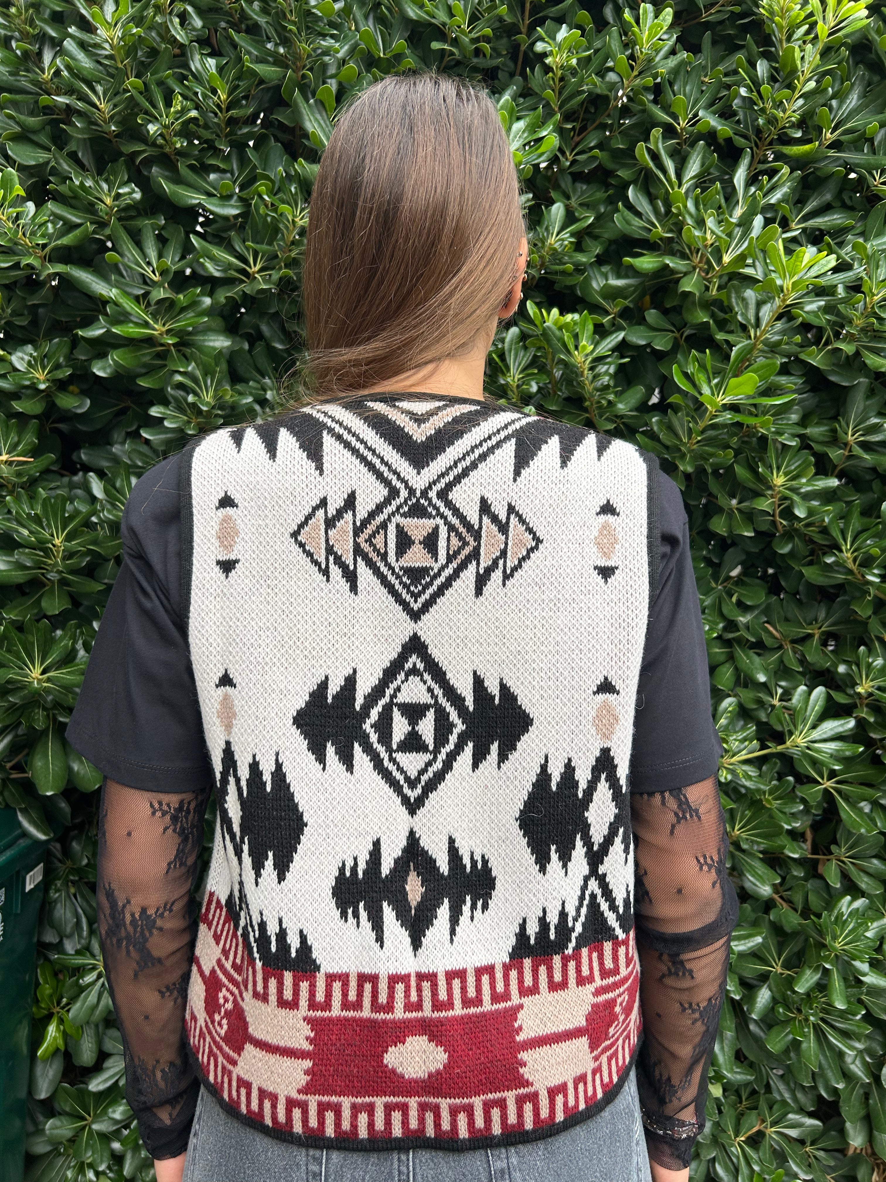 Gilet in maglia stampa etnica