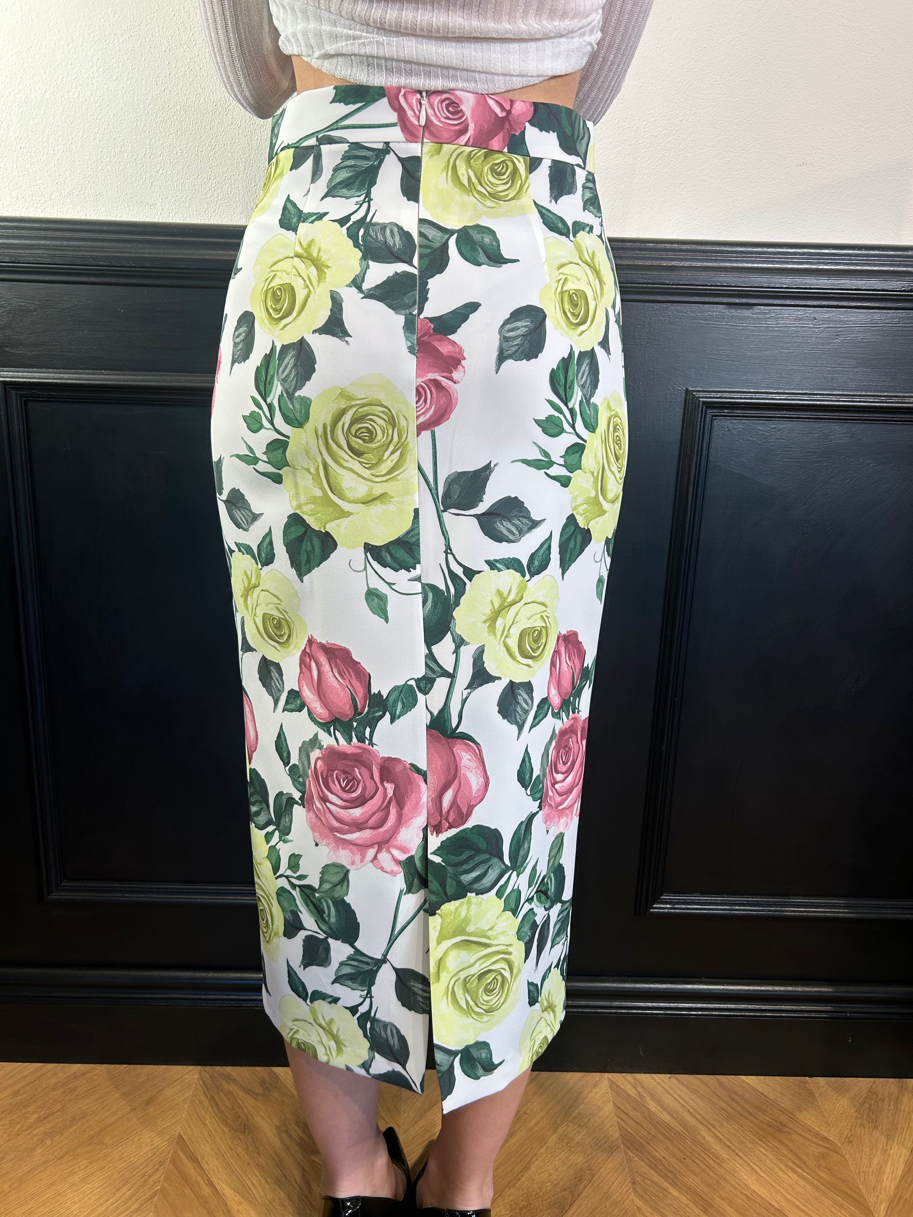 Gonna tubino stampa rose