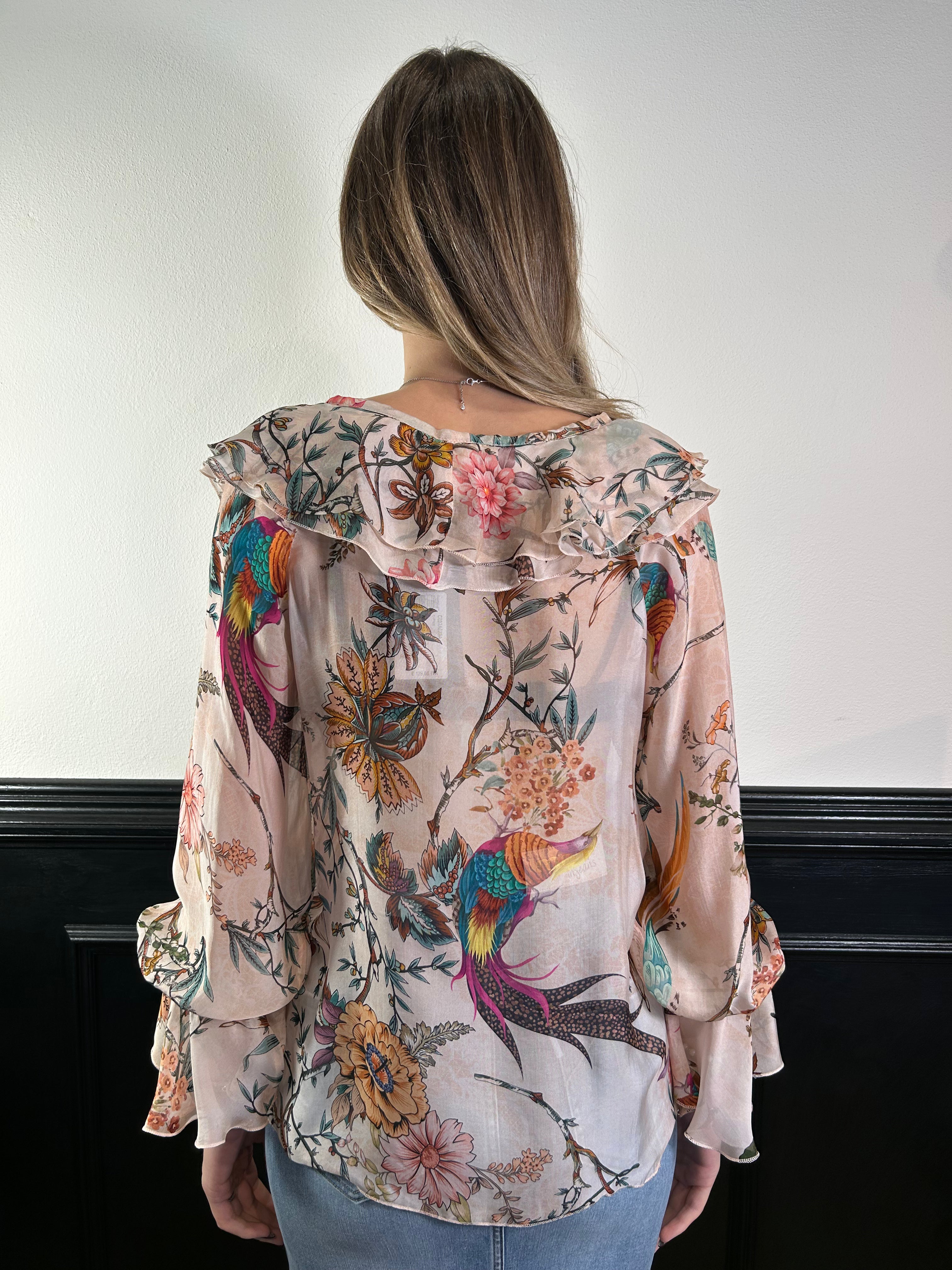 Blusa stampa floreale con maniche ampie