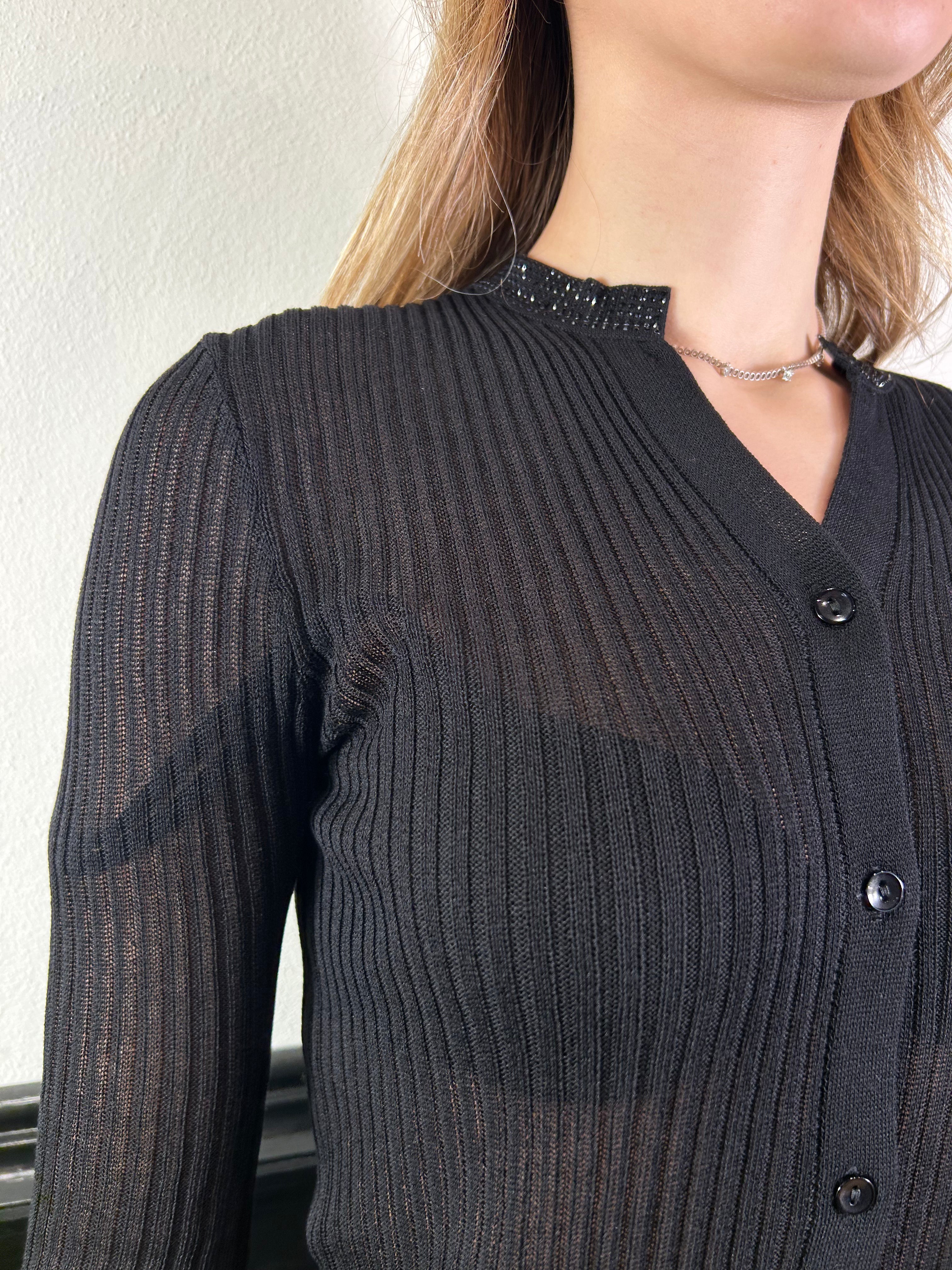 Cardigan a costine con dettaglio strass