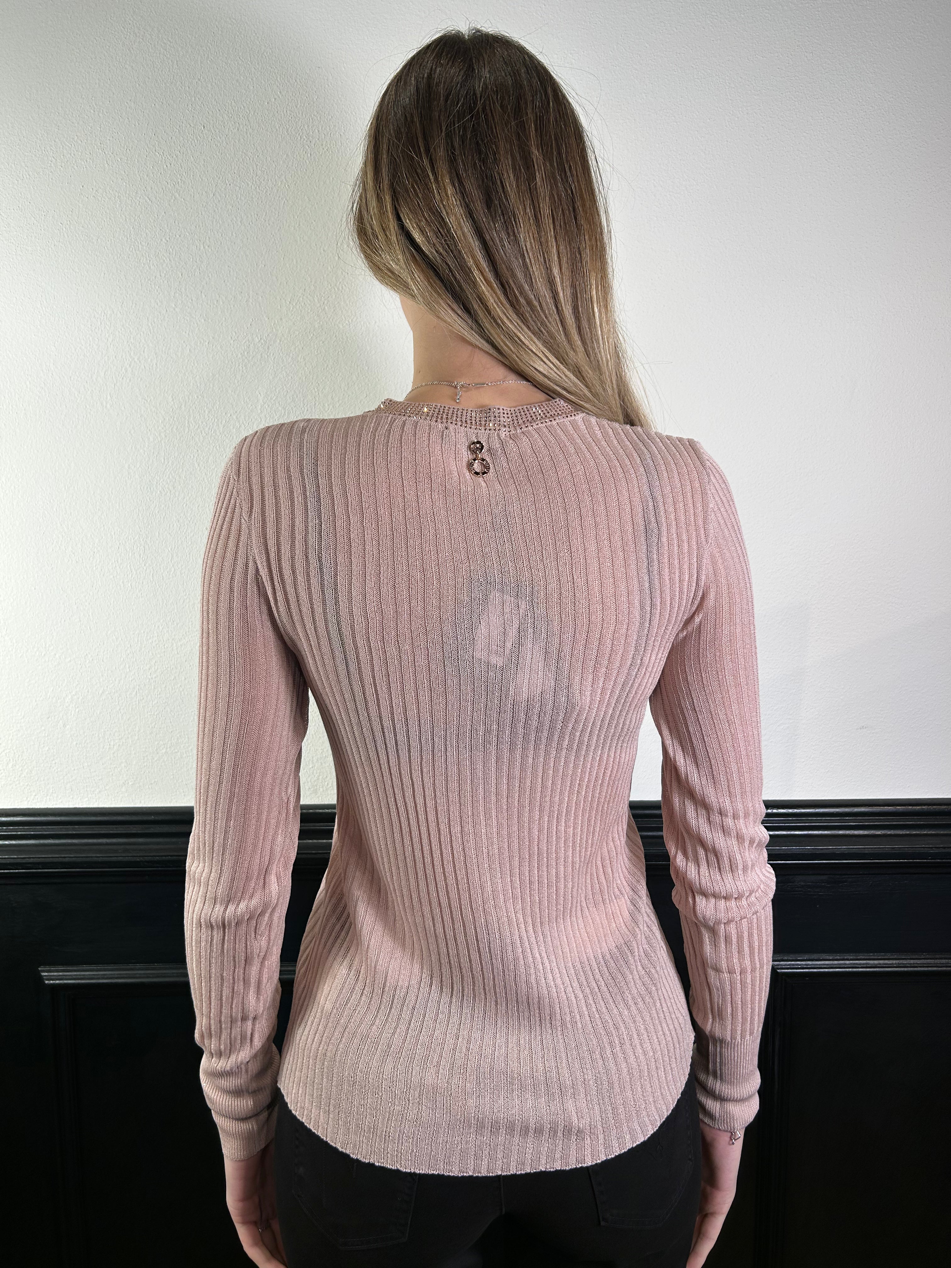 Cardigan a costine con dettaglio strass