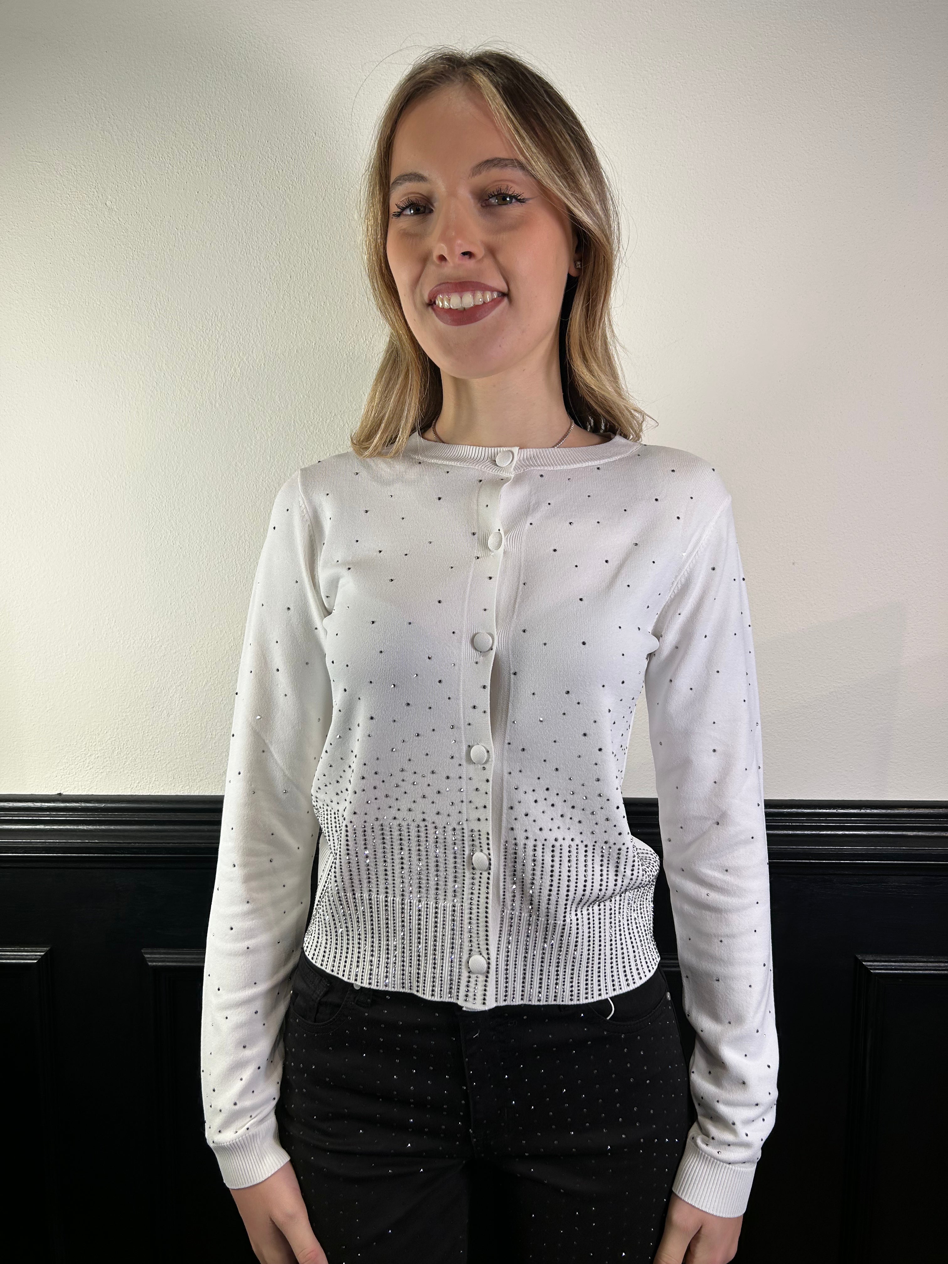 Cardigan con applicazioni strass