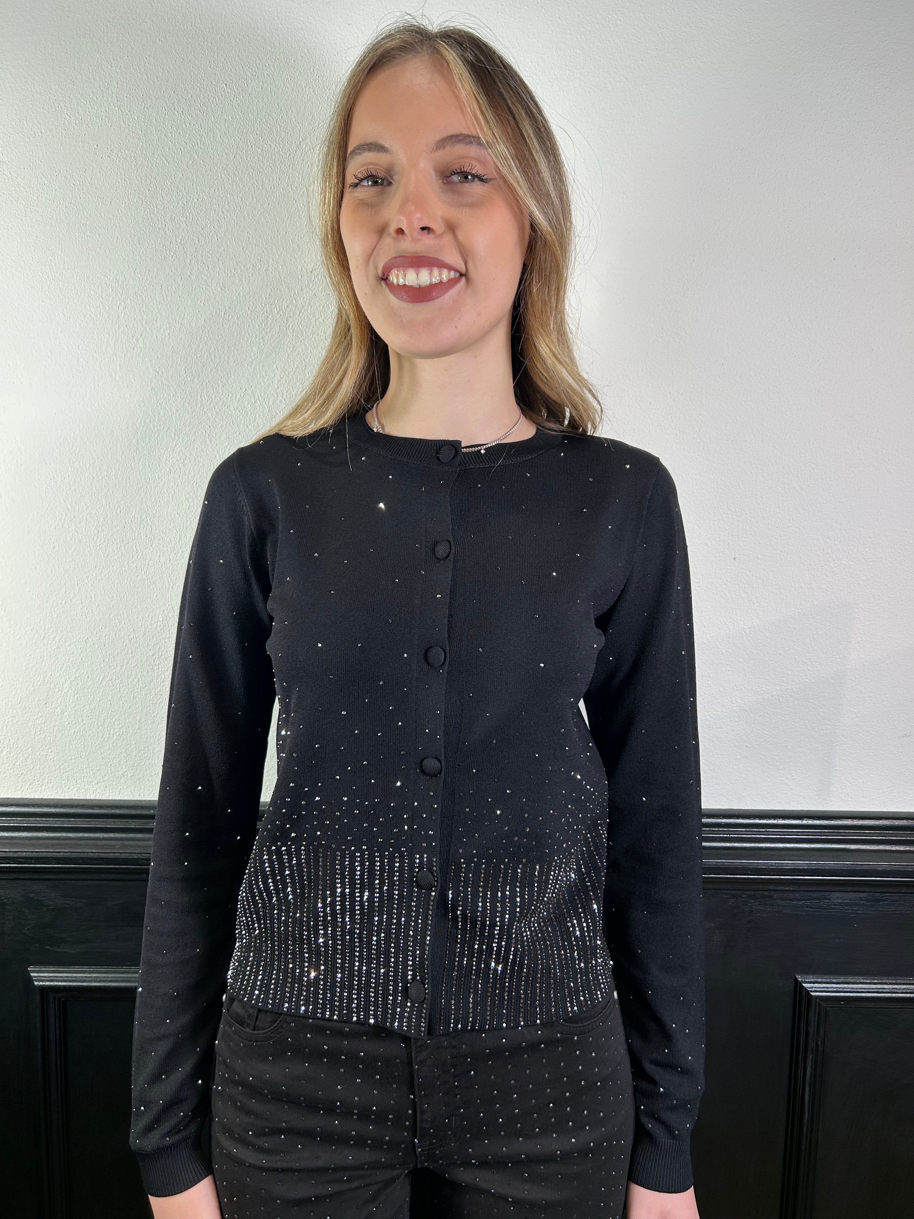 Cardigan con applicazioni strass