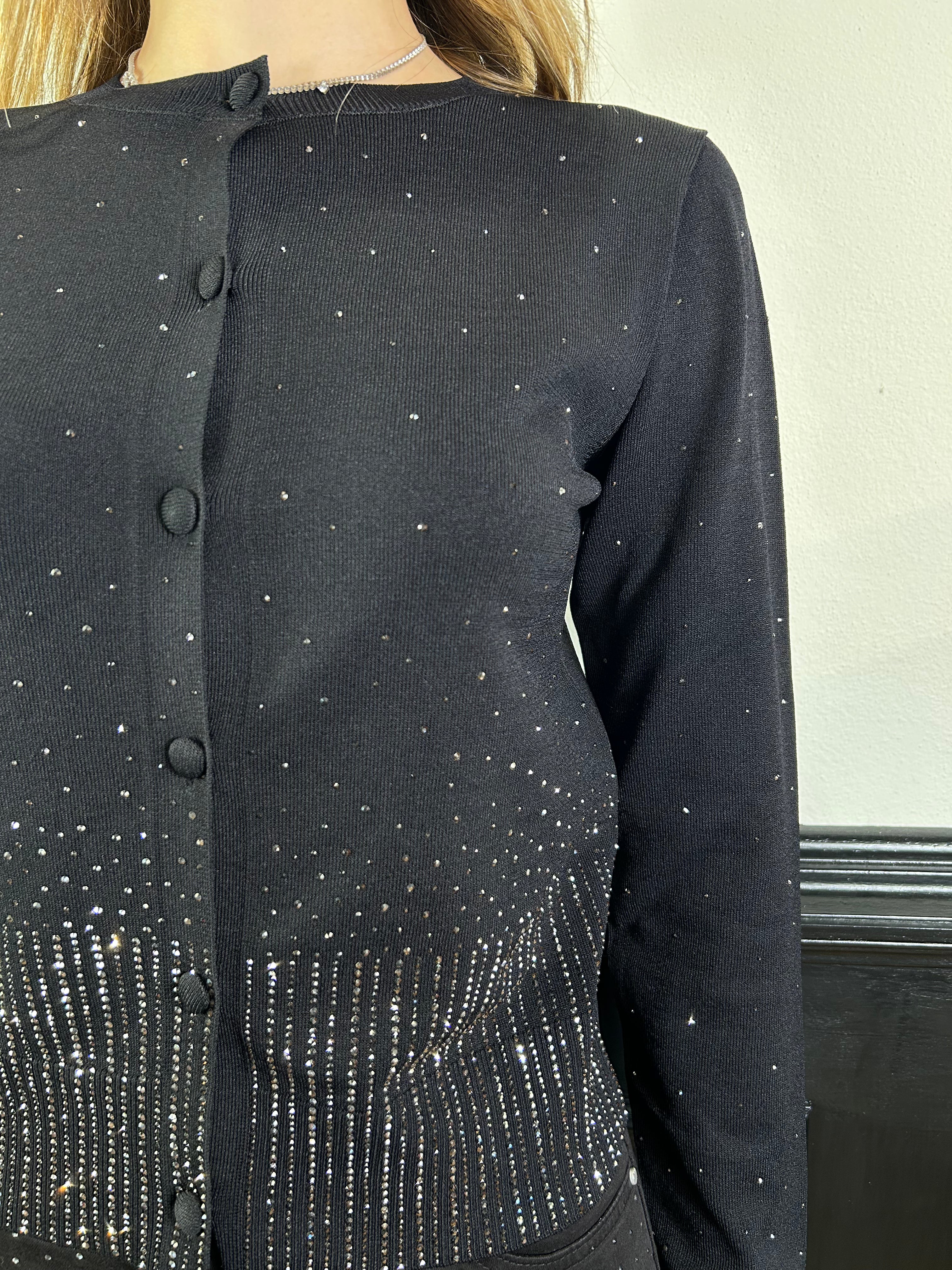 Cardigan con applicazioni strass
