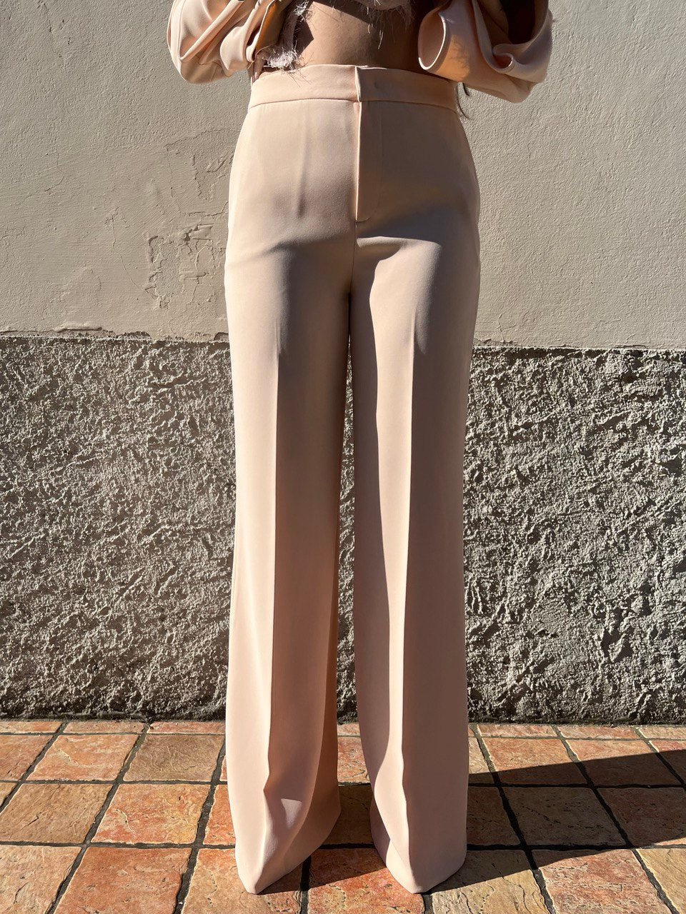 Pantaloni wide leg in crêpe