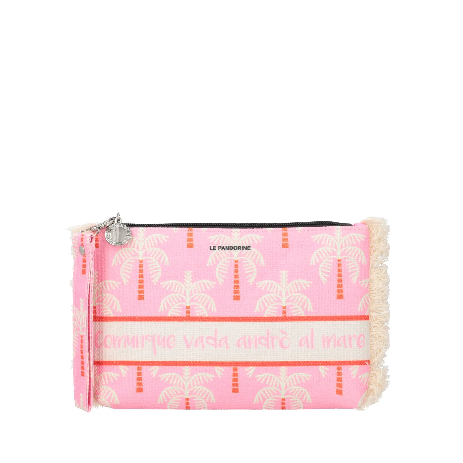Pochette mare fantasia palme con scritta