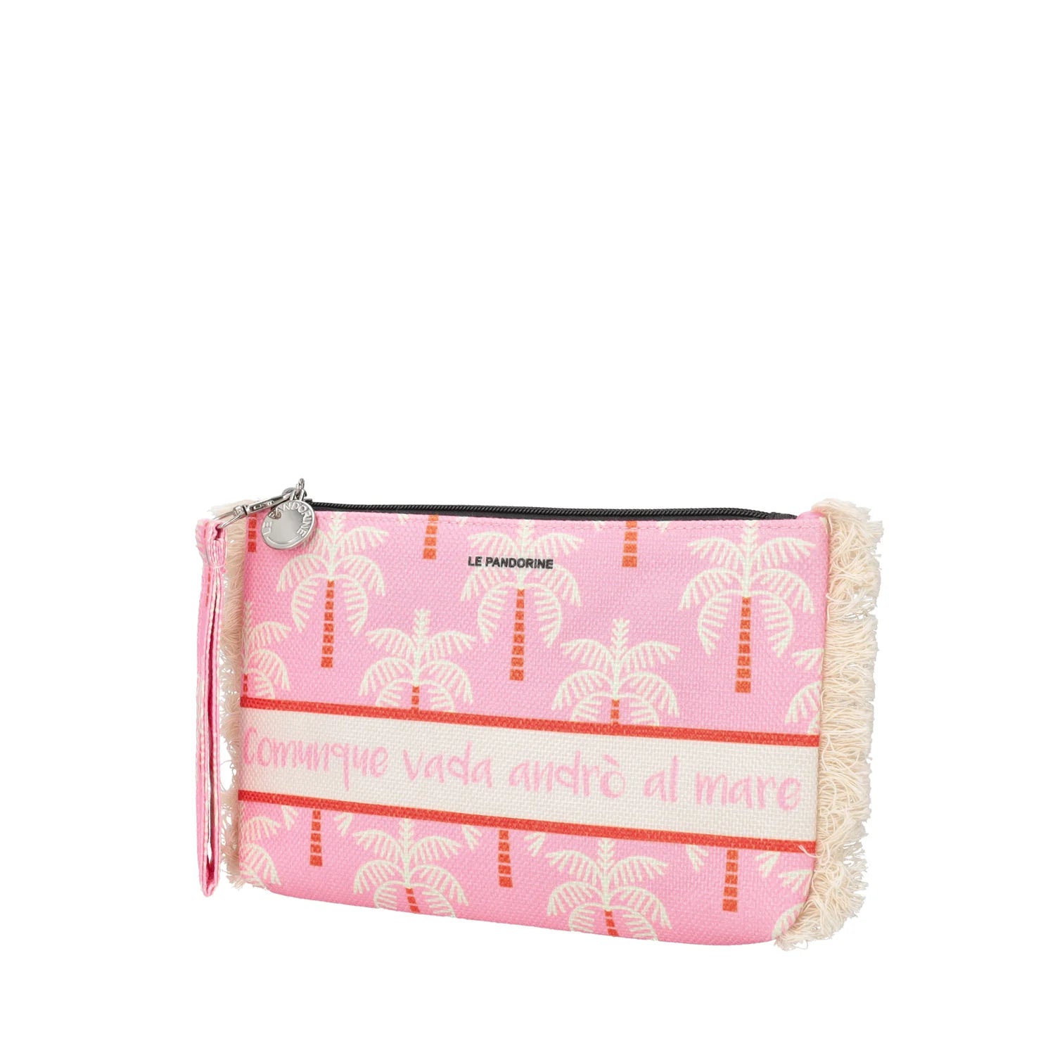 Pochette mare fantasia palme con scritta