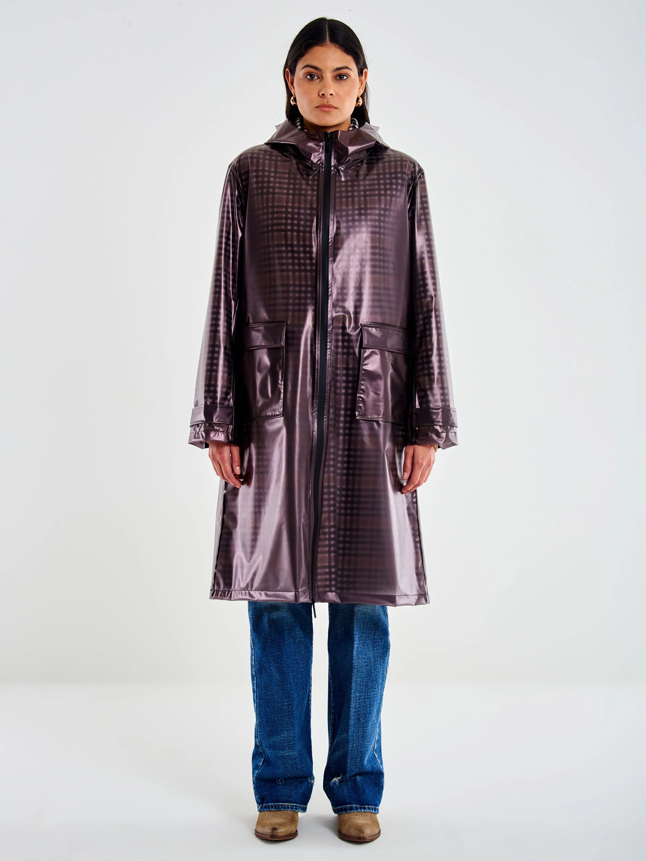 Cappotto a Quadri Con Impermeabile