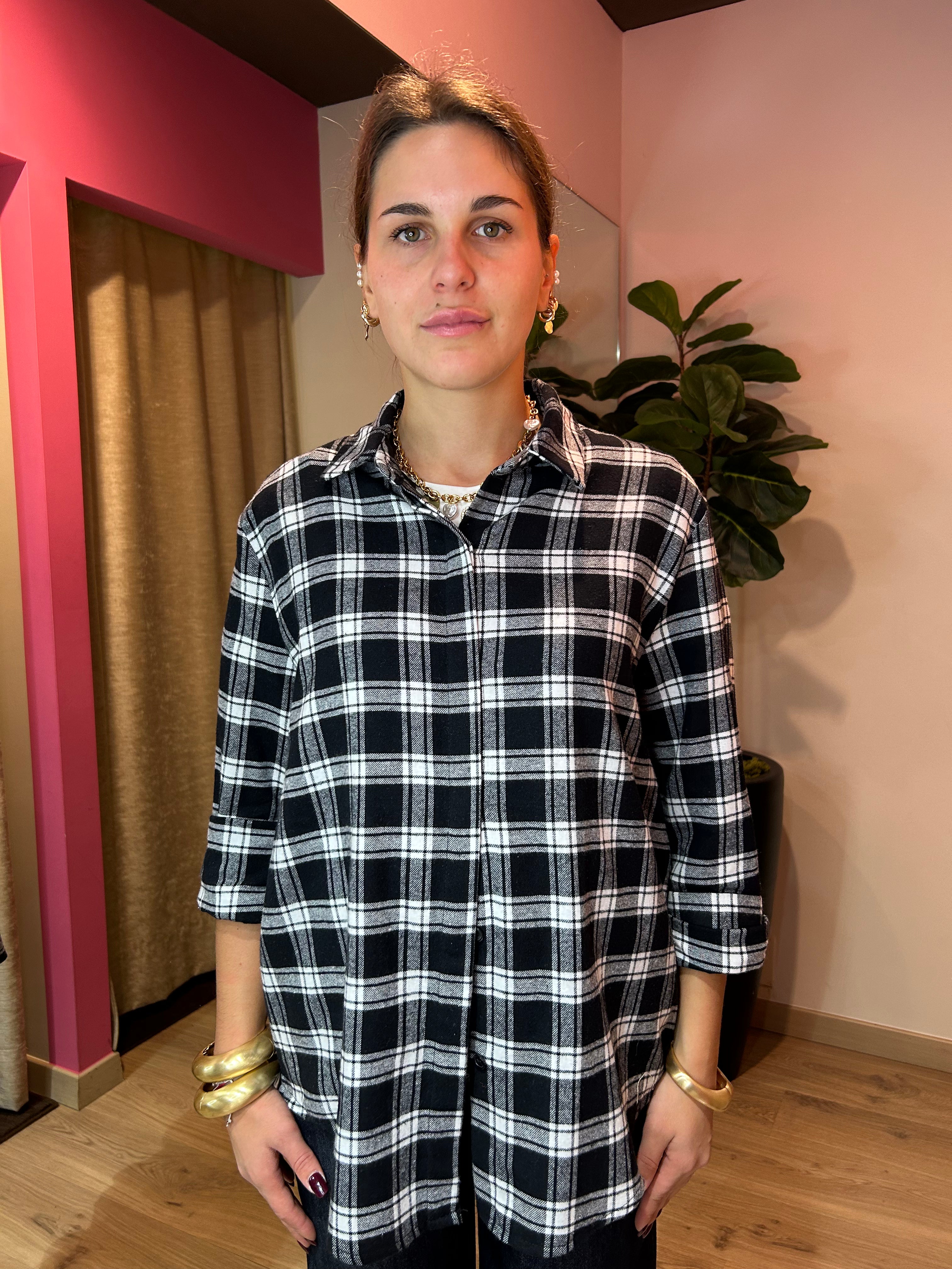 Camicia check bianco/nero