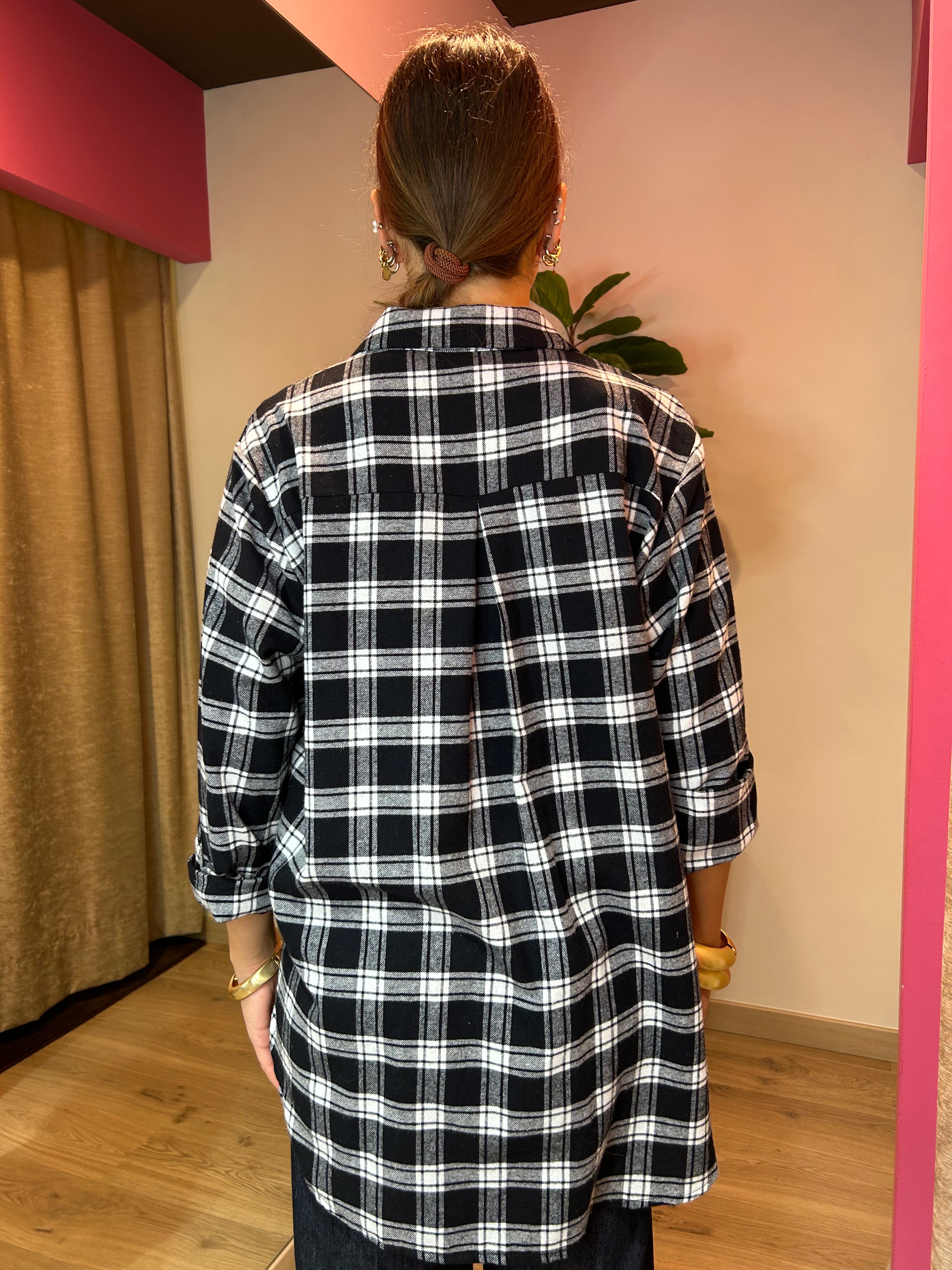 Camicia check bianco/nero