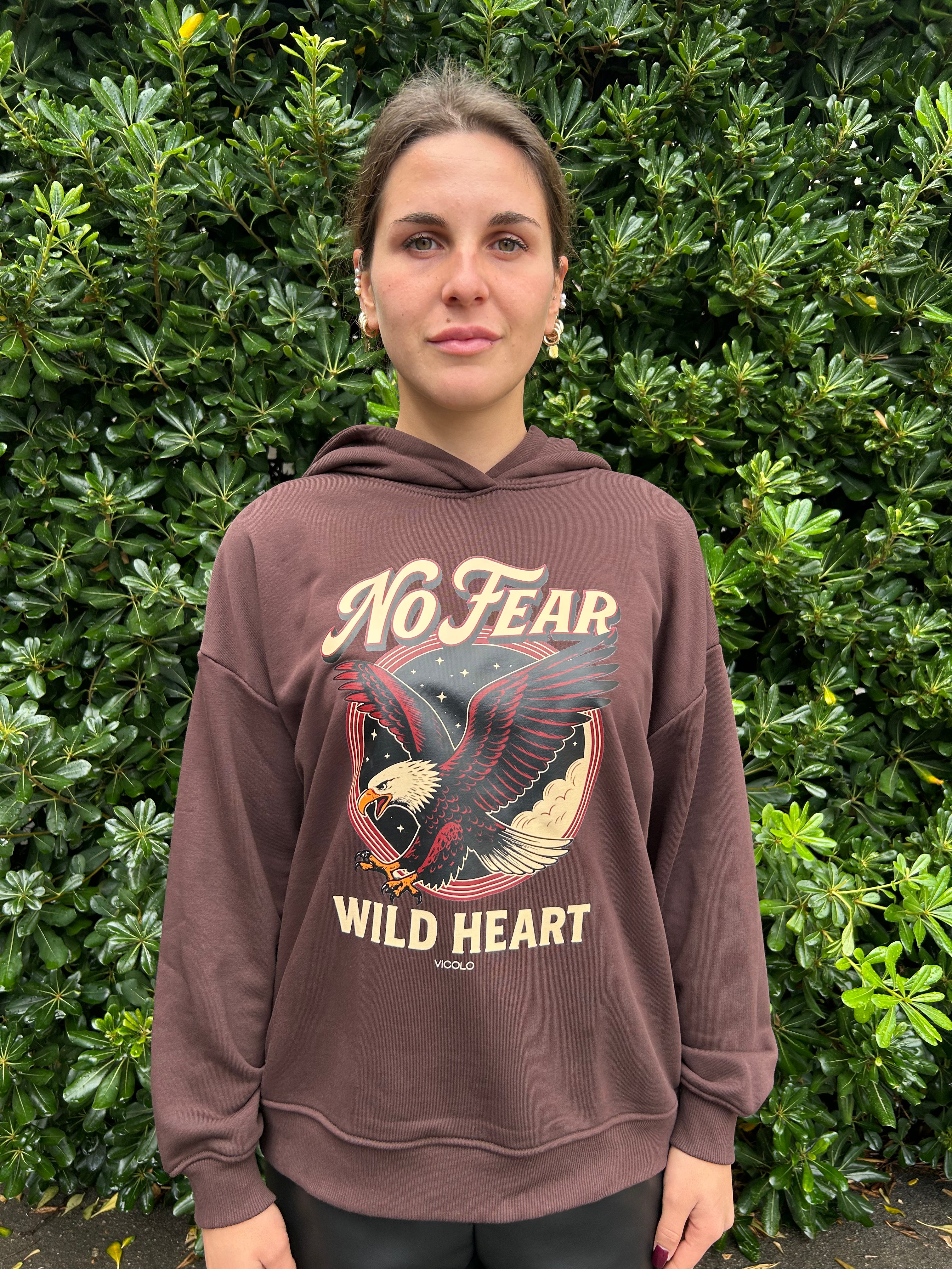 Felpa con cappuccio e stampa aquila