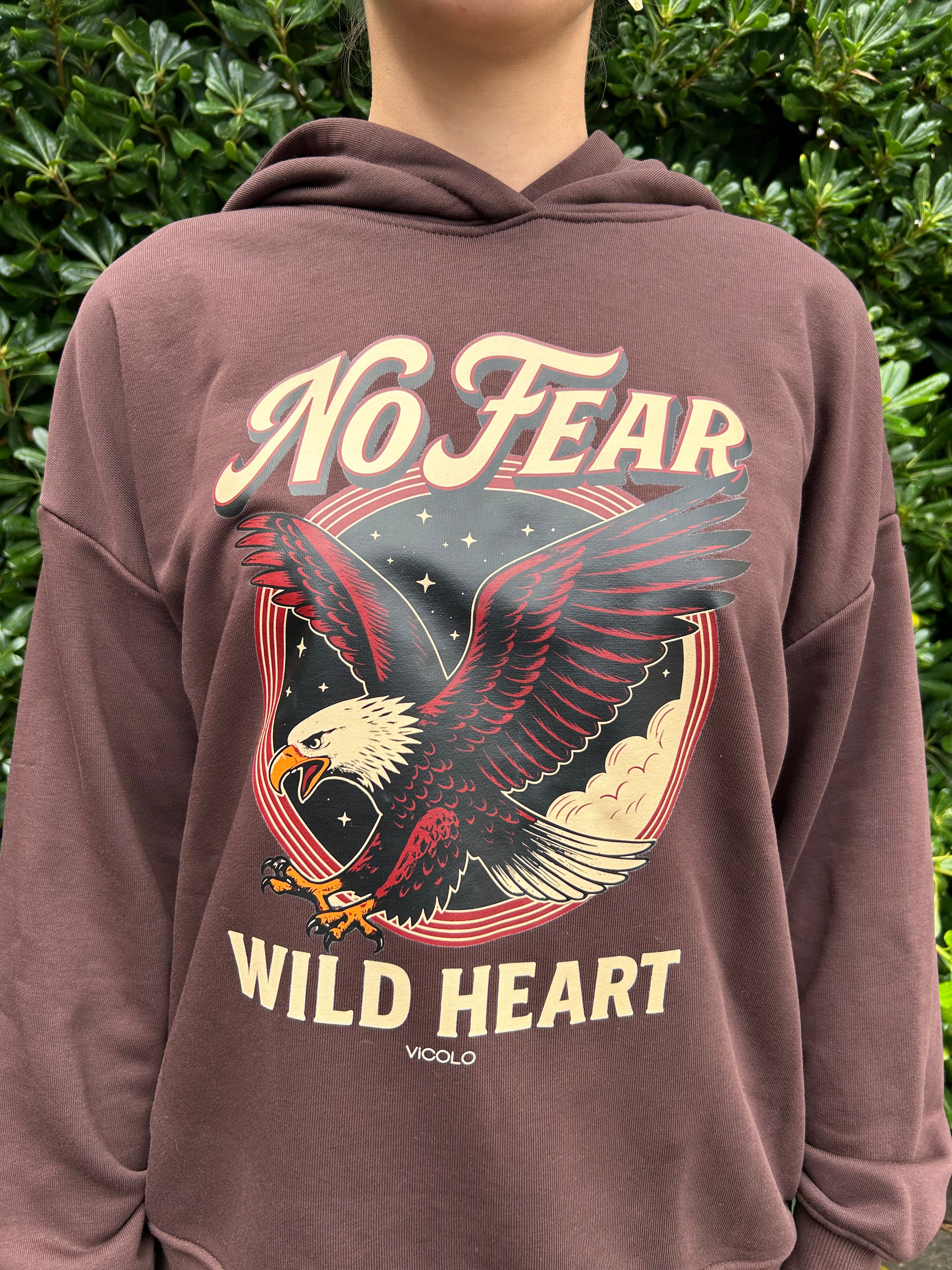 Felpa con cappuccio e stampa aquila