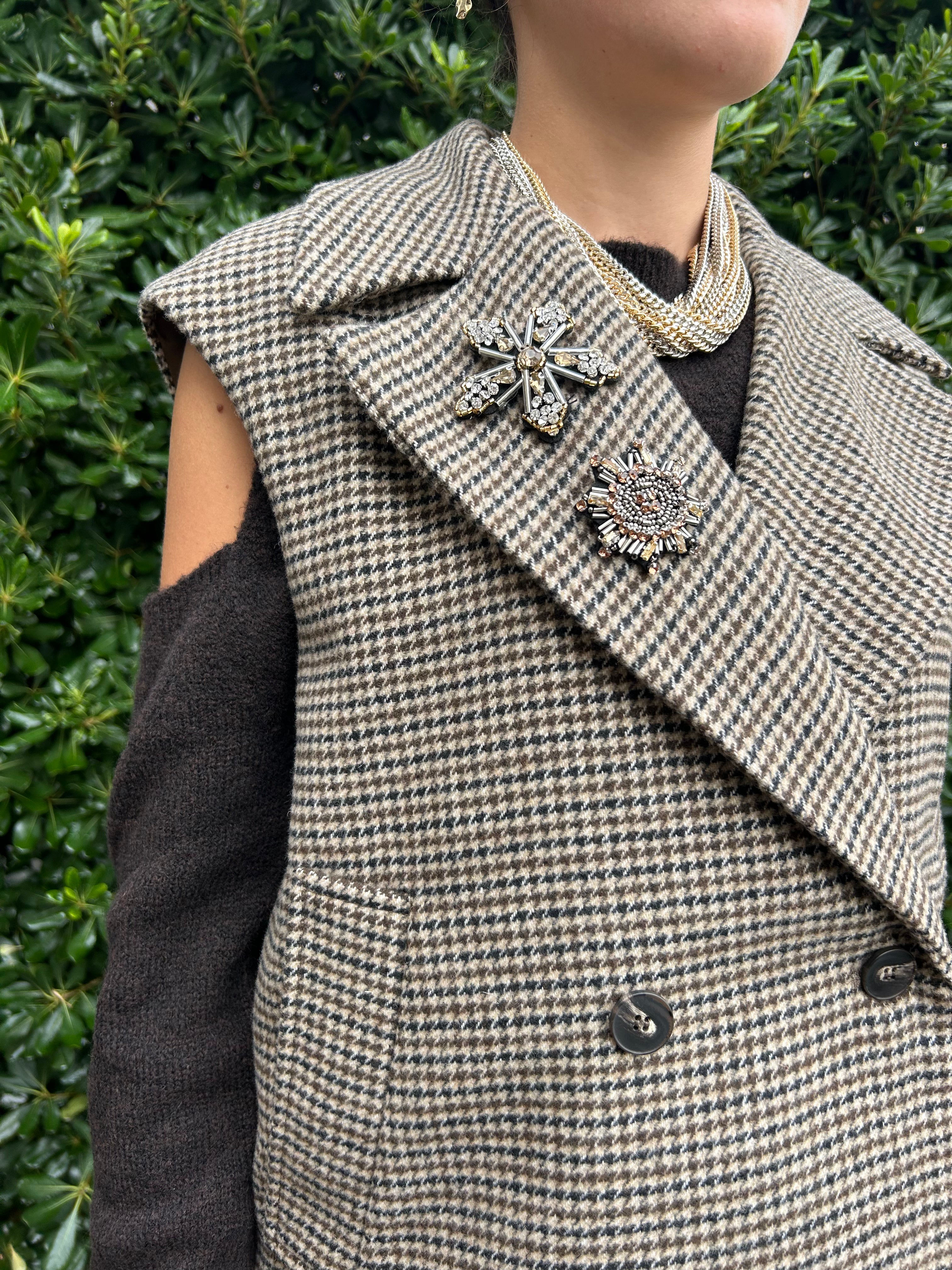 Gilet in panno con quadretto