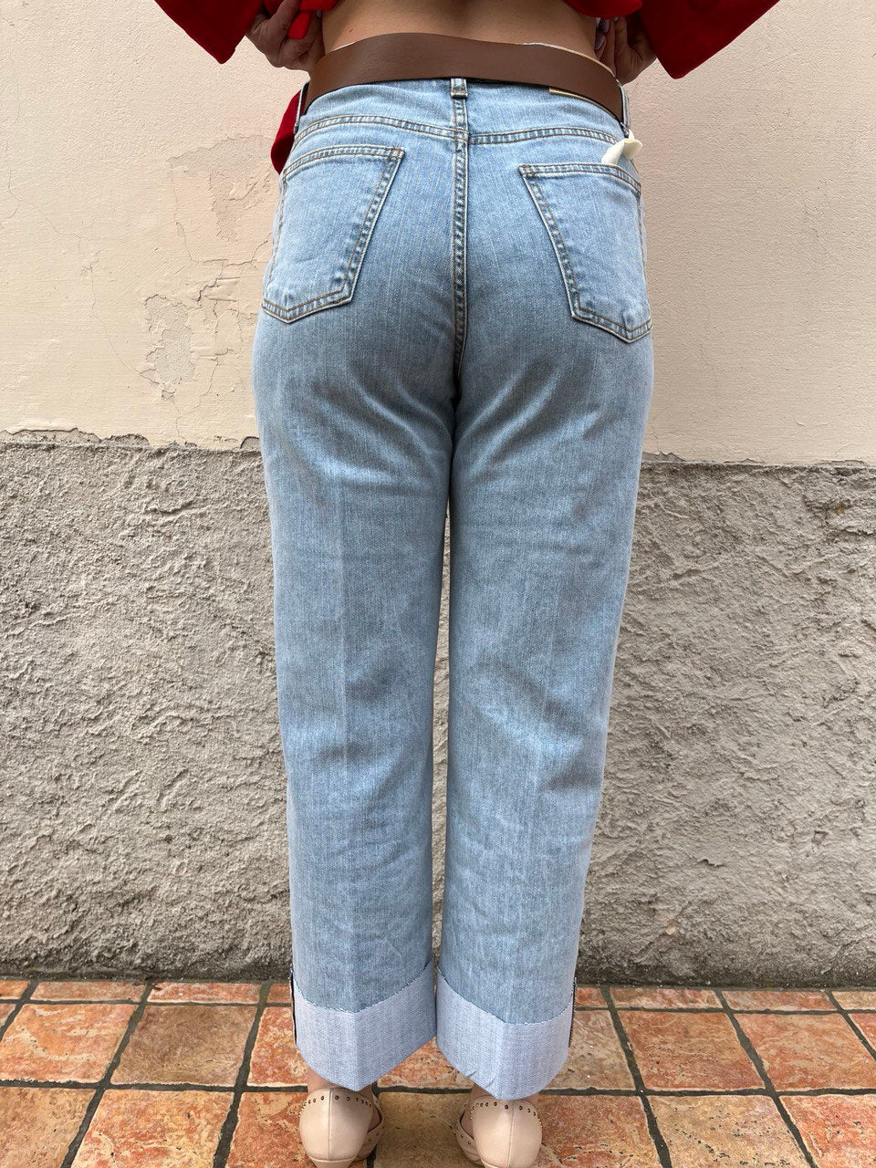 Jeans dritto con rovescia